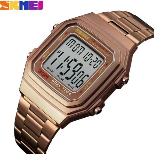 Digital Mens Watch Luxury Stainless Steel Men Wristwatch Waterproof Countdown Electronic Watches For Man Fashion Mens Clock