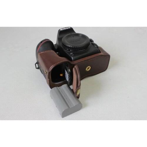 Genuine Real Leather Half Bag Camera Bottom Case Cover For Nikon D7500 Camera Bottom Opening