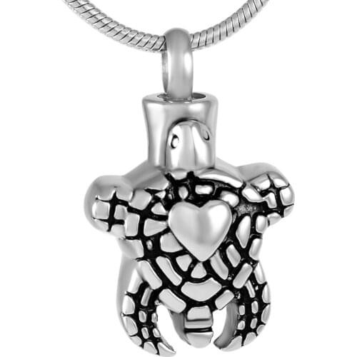 CMJ9291 Hanging Turtle In Heart Cremation Urn Necklace Pet Ashes Pendant Locket Memorial Keepsake Jewelry