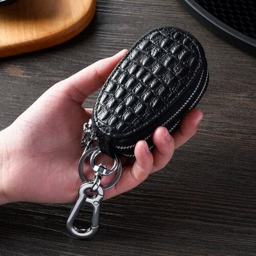 Business Casual Key Pack Women Double Zipper Candy Car Key Pack Leather Keychain Key Bag