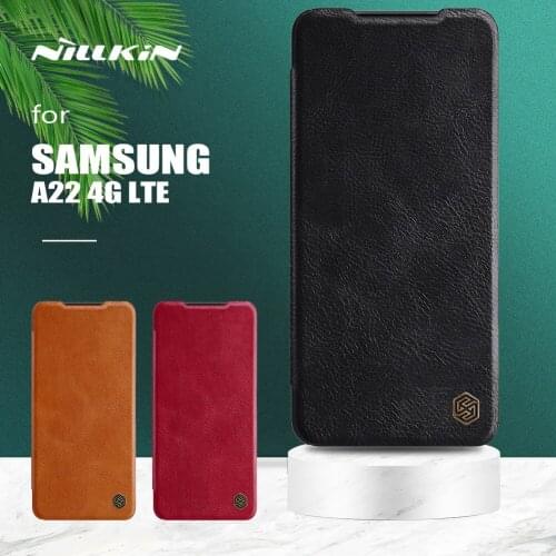 For Samsung Galaxy A22 4G Case Nillkin Qin Luxury Flip Leather Case Slim Card Slot Back Cover for Samsung Galaxy A22 4G LTE Case