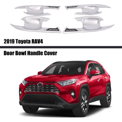 For Toyota RAV4 2019 2020 2021 ABS Plastic Chrome Door Handle Bowl For Toyota Trim Cover Car Accessories Carbon Fiber Style