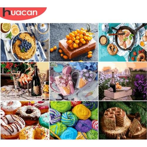 HUACAN DIY Pictures By Number Food Kits Home Decor Painting By Numbers Cake Drawing On Canvas HandPainted Art Gift