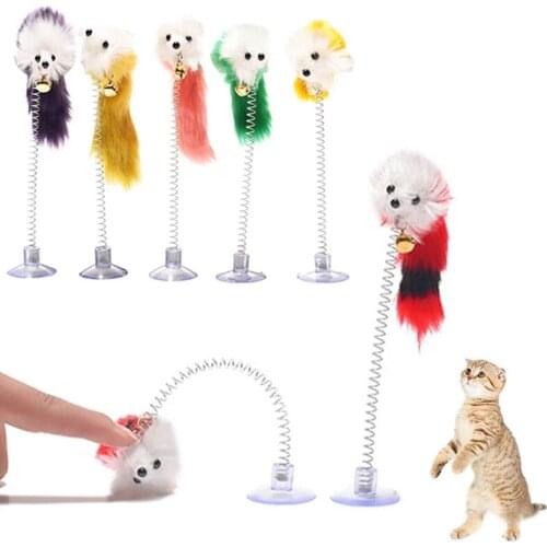 Cat Toy Stick Feather Wand with Bell Mouse Cage Toys Plastic Artificial Colorful Cat Teaser Toy Pet Supplies Random Color