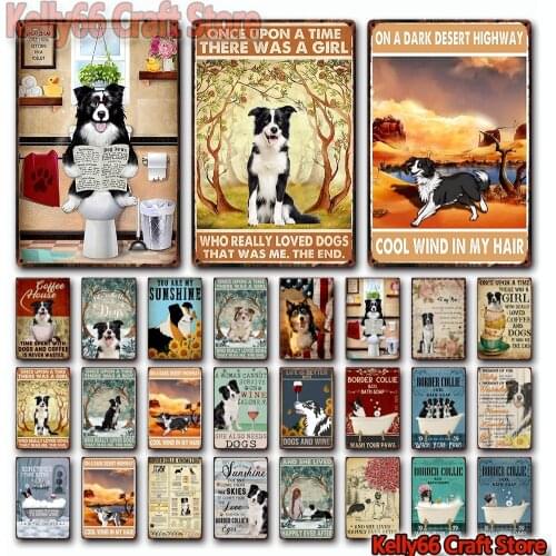 [ Kelly66 ] Pet Border Collie Dog Bath Soap You Are My Sunshine Tin Metal Sign Home Pub Bar Decor Painting 20*30 CM Size Dy204