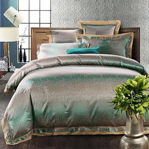 Luxury White Green Red King Queen Wedding Bedding Sets Satin Cotton Jacquard Bed sheet Duvet cover set Pillowcases 4pcs 6pcs