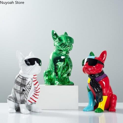Creative Bulldog Decoration Fiberglass Material Animal Statue Desktop Decoration Simple Modern Home Decoration Accessories