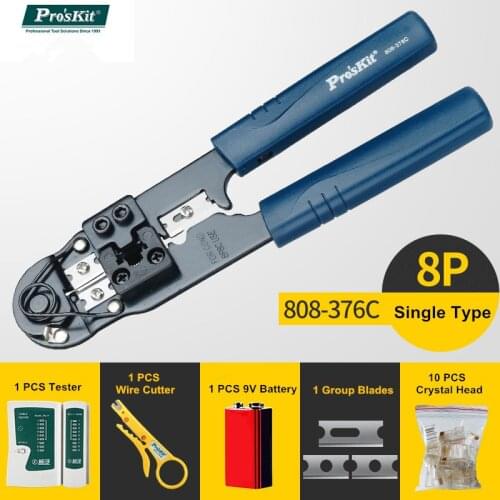 ProsKit 808-376C 8P Single Type modular Network crimping pliers tool set computer crystal head stripper