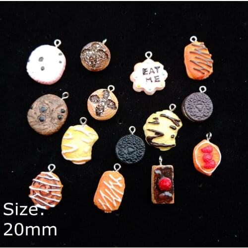 Cute Biscuits Cake Charms Pendants Resin Flat back Cabochon for DIY decoration neckalce earring key chain Jewelry Making