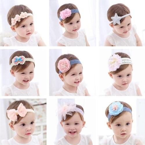 Fashion Newborn Toddler Headband Childrens Cute Hair Accessories Baby Band Lace Pentagram Flowers Girl Elastic bands Headwear