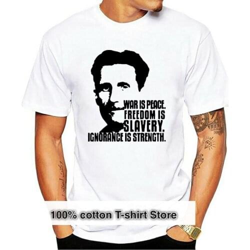 Printed T-shirt Pure Cotton Men Meganho Design George Orwell 1984 By Yago Men T-shirt Cotton Round Collar