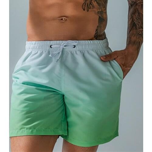 Men Casual Shorts Sports Gym Workout Loose Pocket Trunks Gradient Pants Quick Dry Swimsuits Running Surffing Shorts Plus Size