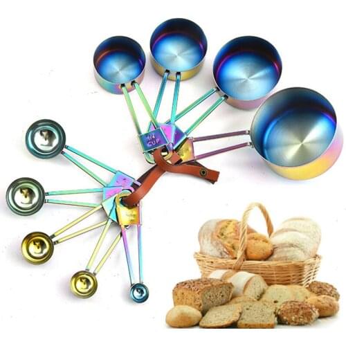 Stainless Steel Measuring Cups Set Kitchen Rose Gold Spoons Cups Measuring Tool Accessories Baking Coffee Spoon Measuring Tools