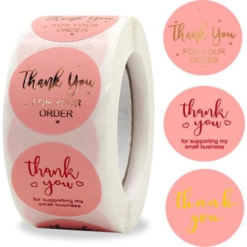 100-500pcs Thank You Stickers Rose Gold Package sealing Labels Thank You For Your Order Stickers Stationery Supply Gift Labels