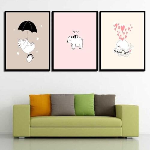 OKHOCN Spray Cartoon Cute Nordic Style Decoration For Home Paintings Photo Wall Art Pictures Posters and Prints Canvas Unframed
