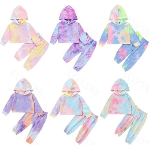 Autumn Newborn Baby Boys Girls Clothes Long Sleeve Tie Dye Print Hoodies+Long Pant Toddler Kids Children Tracksuits Clothing Set