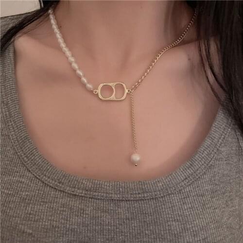 Huge Bud Natural Pearls Necklace Gold Plated Chain Necklaces for Woman Girl Party Fashion Pearl Jewely Vintage Accessories Gifts