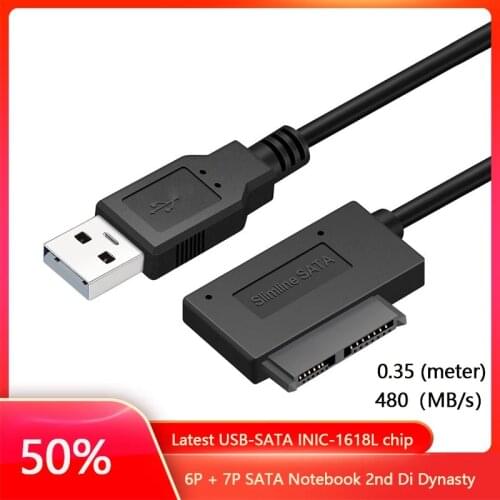SATA To USB 2.0 Adapter 6+7P Cable Converter External Optical Notebook Drive Line 13 Pin Adapter For PC Laptop Line Transfer