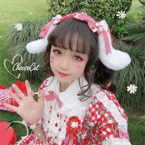 Lolita Headdress Plush Strawberry Lop Eared Rabbit Rabbit Cinnamoroll Babycinnamoroll Ear Dog Lolita Gadget Headband Side Clip