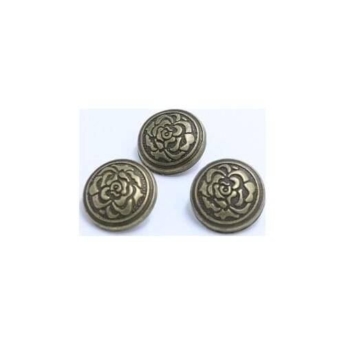 18mm Zinc Metal Alloy Shank Button Metal Buttons Round bronze Single Hole Flower Pattern 20pcs