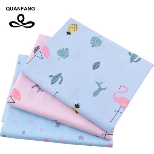 QUANFANG 3pcs/lot Cartoon Pattern,Printed Twill Cotton Fabric For Patchwork DIY quilts Cloth Quilting Sewing Baby&Children