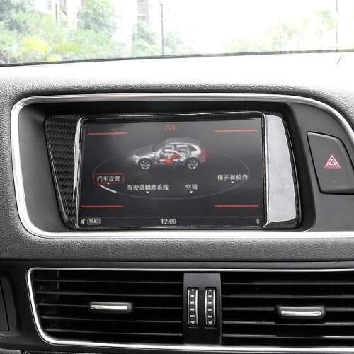 Carbon Fiber Center Console Navigation Frame Decoration Cover Trim For Audi Q5 2010-2016 LHD Car Interior Accessories
