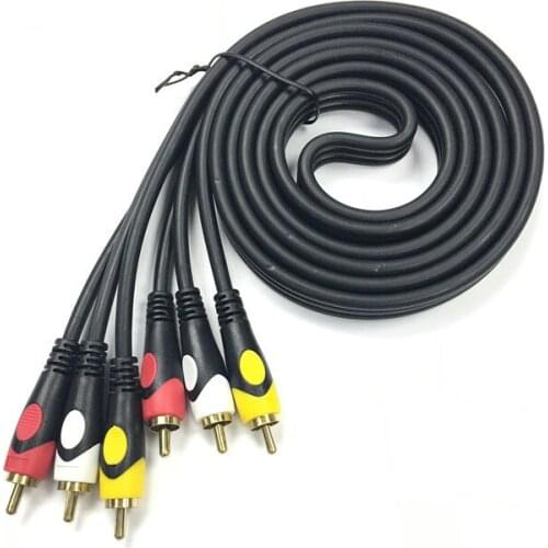 RCA Cable 3RCA Male To Male Audio Video AV Cable For DVD VCD TV Amplifier Projector Gold Plated Plug RCA Adapter Converter Cord