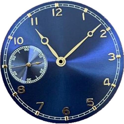 Blue+Silver 0.4mm Ultra Thin 37mm Watch Dial With Hands for ETA 6497 ST3600 Movement Replacement Accessories Blue Face