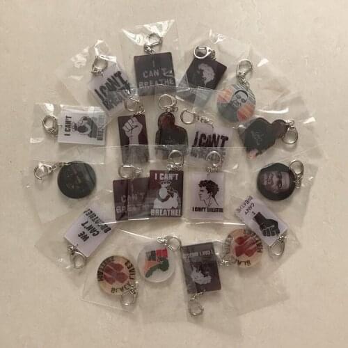 Mix Style I Cant Breathe Acrylic Key Chain Women Men Letter Key Ring Antiracism Jewelry Accessories Wholesale Price