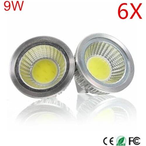 6Pcs Super Power COB LED lamp DC12V MR16 LED Bulb light 9W High Luminous MR16 COB led Spotlight Free shipping