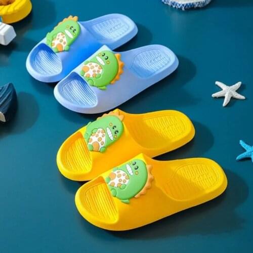 Cartoon Dinosaur Slippers Baby Home Bathroom Soft Indoor Outdoor Slippers Boys Girls Summer Kids Beach Shoes