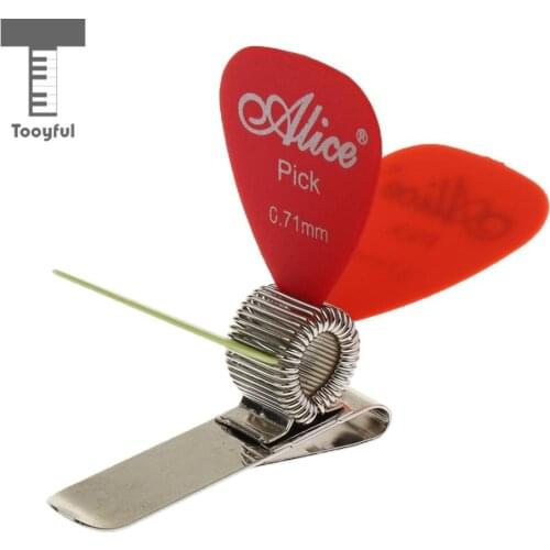 Tooyful 1 Set 3Pcs 0.71mm Guitar Bass Plectrums Finger Picks with 1Pc Spring Pick Holder Organiser Musical Instrument Accessory
