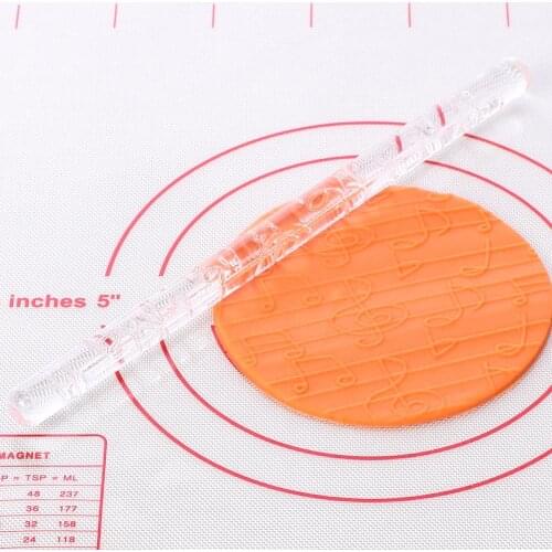 Baking DIY Textured Embossing Rolling Pin Transparent Embossing Music Note Design Fondant Sugar Craft Cake Decor 51015 Gift