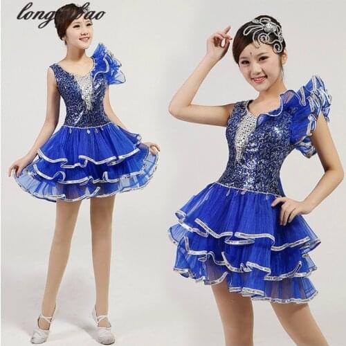 Modern dance folk dance costumes costumes dress skirt fashion stage sequins women square dance dress AL7405