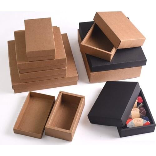 10pcs - Retro Brown Kraft Paper Box DIY Craft Gift boxes for socks towel silk scarves accessory gift packaging