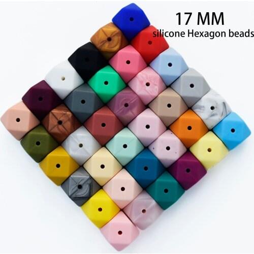 100PCS 17mm Silicone Teethers Octagon Beads Food Grade Silicone Teething Beads DIY Necklace Accessories Baby Teether