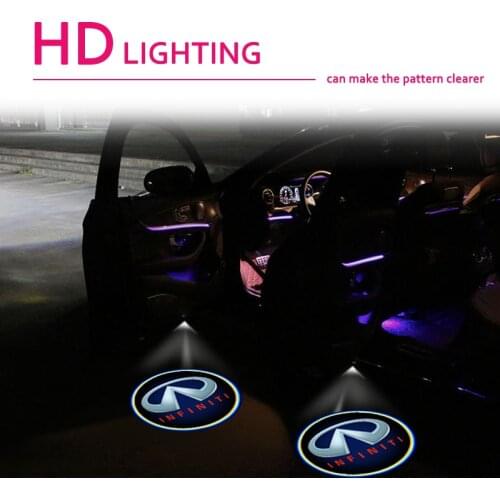 2Pcs Car decoration HD Welcome Light Door Wireless Ghost Shadow Lamp For Infiniti FX35 Q50 Q30 ESQ QX50 QX60 QX70 EX JX35 G35