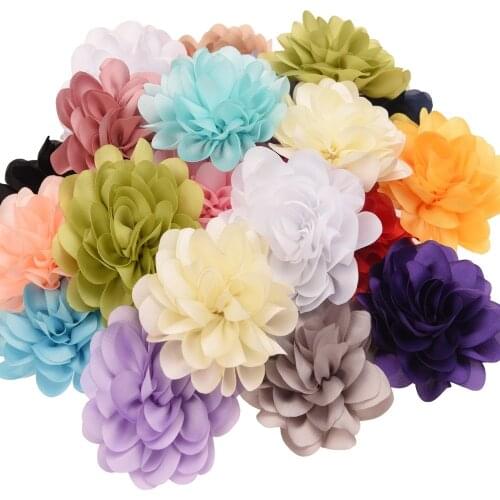20pcs Chiffon ruffled 6cm Hair Flower Fashion Hair Accessories DIY Accessory Wedding decoration flower Without Clips