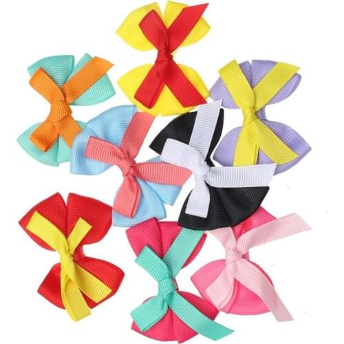 30pcs Colorful Corrugated Baby Satin Ribbon Polyester Bowknot Hair Clips Applique Craft Wedding Bow Tie Scrapbooking Decoration