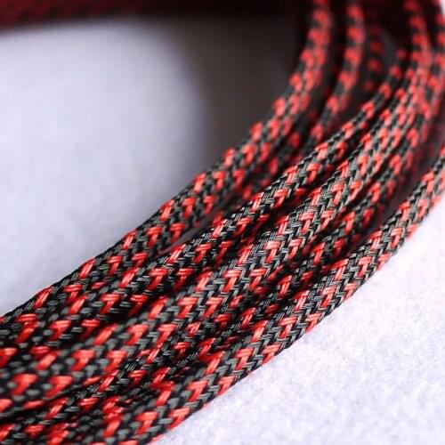 5/10/50/200 Meters Red & Black - High quality 4mm Braid PET Expandable Sleeving High Density Sheathing Plaited Cable Sleeves