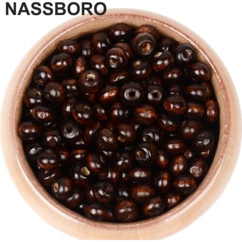 500pcs/Lot 6MM Natural Charms Wood Beads Diy Coffee Brown DIY Wooden Beads For Jewelry Making Round Beaded Ball Wholesale