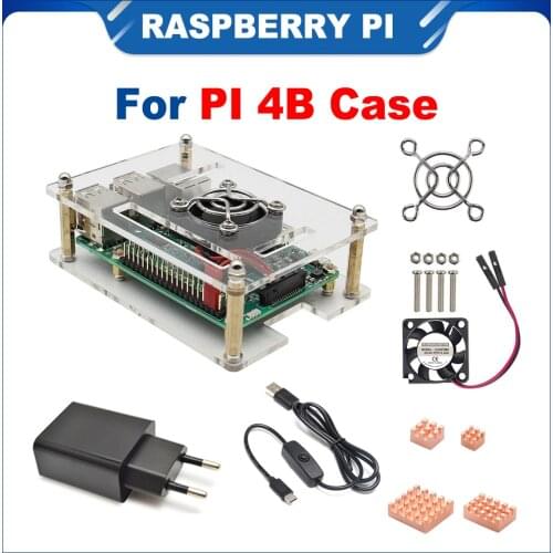 ITINIT R54 Raspberry Pi 4B Acrylic Case Raspberry Pi 4B Transparent Enclosure + Cooling Fan for Raspberry Pi 4 Model B