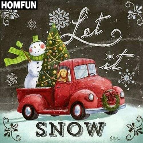 HOMFUN Full Square/Round Drill 5D DIY Diamond Painting "Christmas SNOW" 3D Embroidery Cross Stitch 5D Home Decor Gift A00074