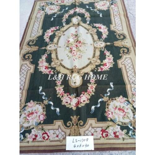 Free shipping 10K 4'X6' Aubusson Design needlepoint rugs,100% New Zealand wool rugs floral design