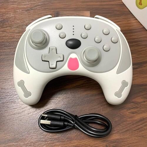 For Switch Pro Controller Bluetooth-Compatible For Nintendo Switch Pink Cartoon Dog Hold comfortably Wireless Controller Gamepad