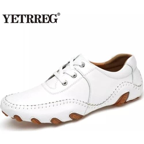 Brand Fashsion Genuine Leather Mens shoes Summer Breathable Men Driving shoes Comfortable Casual Flats shoes Handmade Loafers