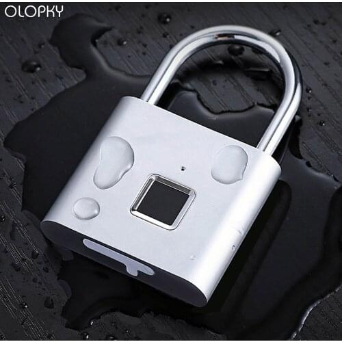 Black Silver Keyless USB Rechargeable Door Lock Fingerprint Smart Padlock Quick Unlock Zinc alloy Metal Self Developing Chip