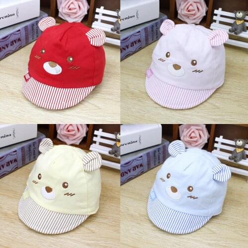 2018 Newly Summer Toddler Baby Girls Boys Lovely Casual Hats 4 Colors Cotton Cartoon Print Adjustable Baby Hats