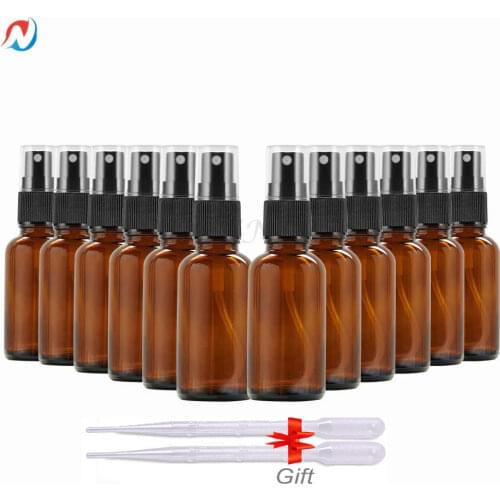 Sheenirs 12 Pack 30ml 1oz Amber Glass Spray Bottles Empty Small Fine Mist Spray Bottles for Essential Oils Cleaning Aromatherapy