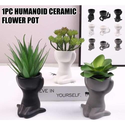 Humanoid Ceramic Flower Pot Vase Portrait Vase Fleshy Flower Pot Flower Arrangement Vase Home Decoration Birthday Gift